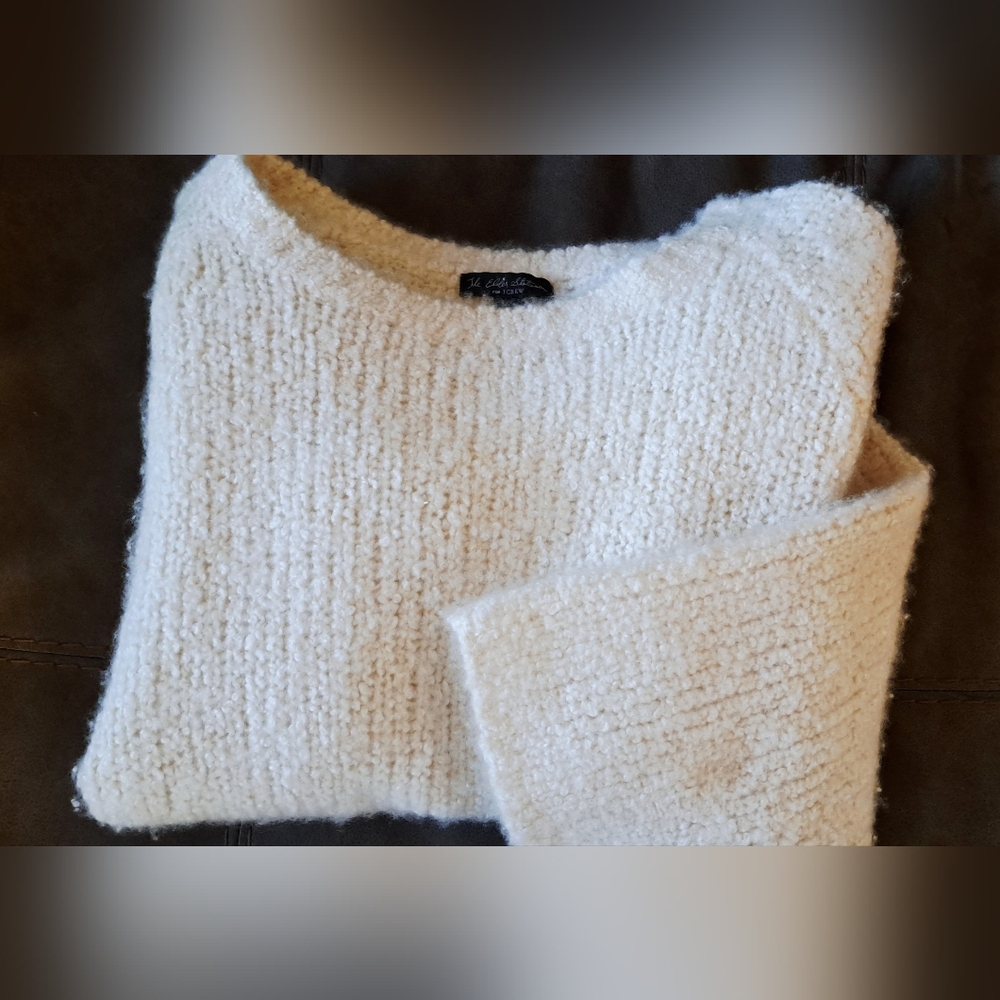 The Elder Statesman J. Crew Cream Crew Neck Sweater Italian Cashmere Luxury L